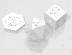 D2, D6 and D20 - Cute Cartoon Cow Symbol Logo