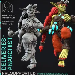Deliveries - Goblin Anarchist - D&D Alchemist artificer - PRESUPPORTED - 32mm scale