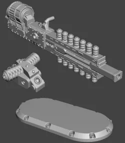 Dust War - Infantry Railgun Gun \ Backpack \ Flat 30x60mm Base