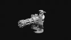 Extremely mad grot on mounted dakka gun
