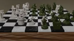 Fantasy chess pieces human vs orcs