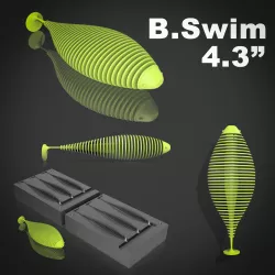 cnc files for fishing lure molds Soft Plastic Mold Lure Making Lures T-Tail 3 Cavity Mold "Bellows Gill Swim" lure.