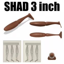 Mold Shad 3 inch. 3D STL, STEP file for CNC and 3D print