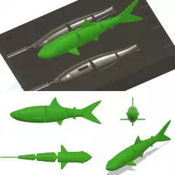 Mold "Swim Bait 200mm." 3D STL file for CNC and 3D print.