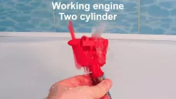 Working 2-cylinder motor, print-in-place