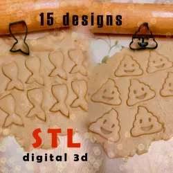 15 designs STL Cookie Cutter File , Instant Download File