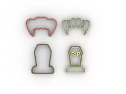 Dracula and grave teeth cookie cutter - Dracula and grave teeth cookie cutter