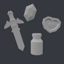 Low-poly Legend of Zelda items