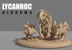 Lycanroc Diorama - Pokemon