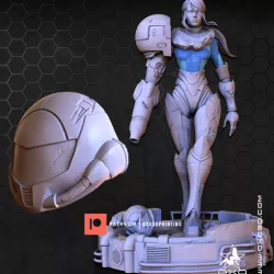 Metroid Dread Samus Aran Damaged Helmet