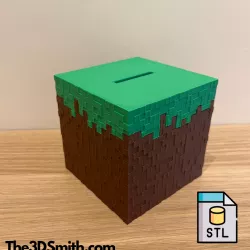 Minecraft Grass Block Piggy Bank