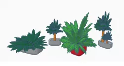 Plants in Planters for Wargames like Necromunda , Infinity, Bolt Action, WH40K, Kill Team, Deadzone, Stargrave