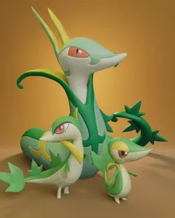 Pokemon - Snivy, Servine and Serperior with 2 poses each