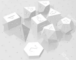 Polyset Dice (Sharp Edges) - Fantasy Elf Font - D2, D4, D4 Crystal, D4 Droplet Crystal, D6, D8, D10, D12, D% Vertical, D20
