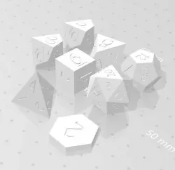 Polyset Dice (Sharp Edges) - Fantasy Elf Font - D2, D4, D6, D8, D10, D12, D% Horizontal, D20