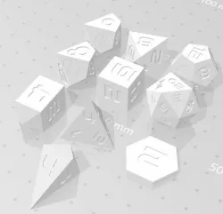 Polyset Dice (Sharp Edges) - Sci-Fi Font - D2, D4 Crystal, D4 Droplet Crystal, D4, D6, D8, D10, D% Horizontal, D% Vertical, D12 and D20
