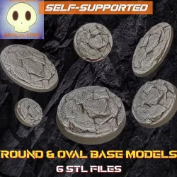 Rock ground Base Set 3 (Round and Oval Bases// 6 different base sizes)