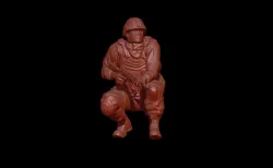 RUSSIAN SOLDIER IN CROUCHING POSITION