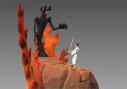 Samurai Jack vs. Aku in 3D Model/Diorama