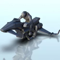 SF flying motorcycle with driver 14 - Vehicle automobile SF Science-Fiction Sci-Fi Necromunda