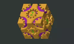Steampunk cog dice D6
