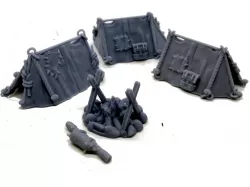Tent and camp fire set for tabletop games