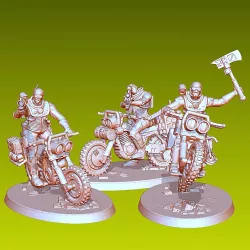 Troop of three bikers of the cult