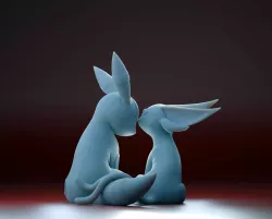 Umbreon and Espeon Pokemon Love statue