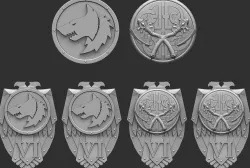 Vlks of Fenryk Legion Heraldry and Storm Shields