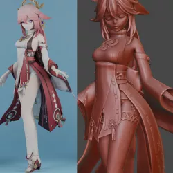 Yae Miko Genshin Impact Figure HIDEF KEYED 3D print model