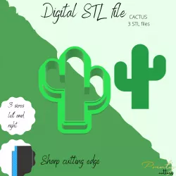 Cactus clay cutter | STL Digital file | 3 sizes | sharp cutter | Cookie cutter STL file | 3 STL files for 3 cutters | cactus cookie cutter
