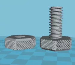 Coarse Knurled Bolt and Nut with Acme Threads