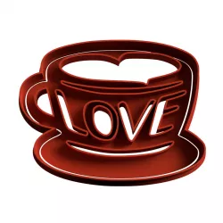 coffee with love cookie cutter cutting - stl