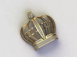 Crown Pendant Silver Gold Platinum Luxury Jewelry 3DM print model necklace