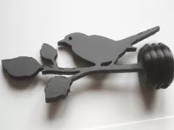 Curtain rod end cap, leaf bird design