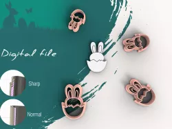 Egg with Bunny Easter Polymer Clay Cutter | STL Digital File | 4 sizes | 2 Cutter Version