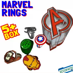 MARVEL RINGS + Avengers BOX - Set of 5 rings