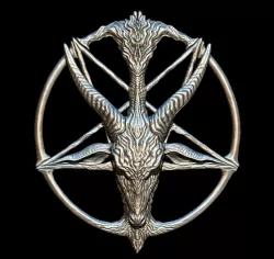 Medallion, depicting the deity baphomet, that the Knights Templar were accused of worshipping,  file STL, OBJ for 3D printers, two sizes