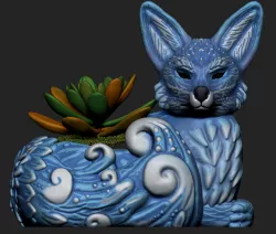 Night Forest Fern Fox Planter - STL for 3D Printing