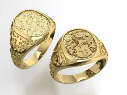 signet ring with heraldic knight and shield