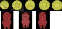 Squid games cookie cutters pack Dalgona candy games and squid game guards
