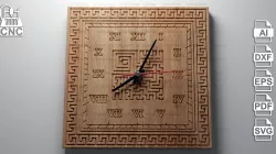 V-carved Clock 5 - Files for CNC (svg, dxf, eps, ai, pdf)