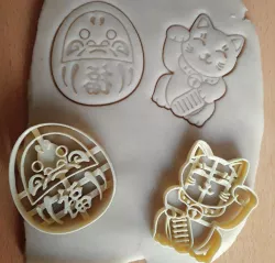 x2 Symbols Japan Daruma, Maneki cookie cutters - good luck wishes