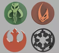 4 Star Wars Rebel, Imperial, Mythosaur and Mudhorn logo, signet and insignia