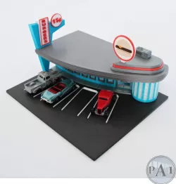 60's Drive-in diner diorama for Hot Wheels / diecasts 1:64