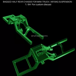 BAGGED HALF REAR CHASSIS FOR MINI TRUCK / AIR BAG SUSPENSION - 1 / 64 For custom diecast