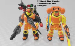 Custom Fire Hawks 7.5 inch Techmarine and Space Marine