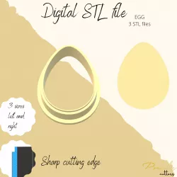 Egg clay cutter | STL Digital file | 3 sizes | sharp cutter | Cookie cutter STL file | Easter clay cutter