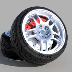 Nissan Skyline R33 Forged rims 3d model with brakes and tires for diecast and scale models