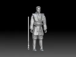 OBI WAN KENOBI Star Wars .OBJ Kenner Style RETRO Figure Lightsaber ROTS OBIWAN
